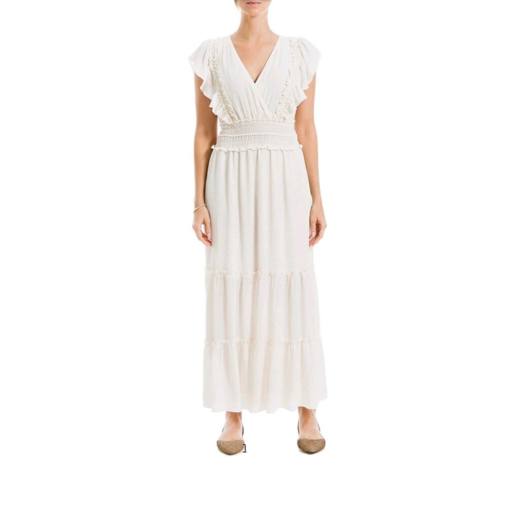 Max Studio New With Tag Pebble Crepe Flutter Sleeve Maxi Dress  Size XL $178
